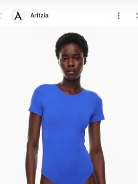 Aritzia Electric Cobalt Short Sleeve Bodysuit